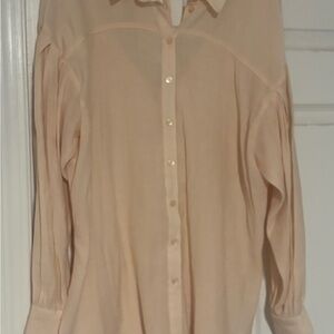 Topshop Peach tie semi open back Button-Up Blouse